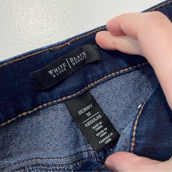 White House Black Market Skinny Stretchy Dark Wash Jeans Med‎ 8-10 - Picture 3 of 7